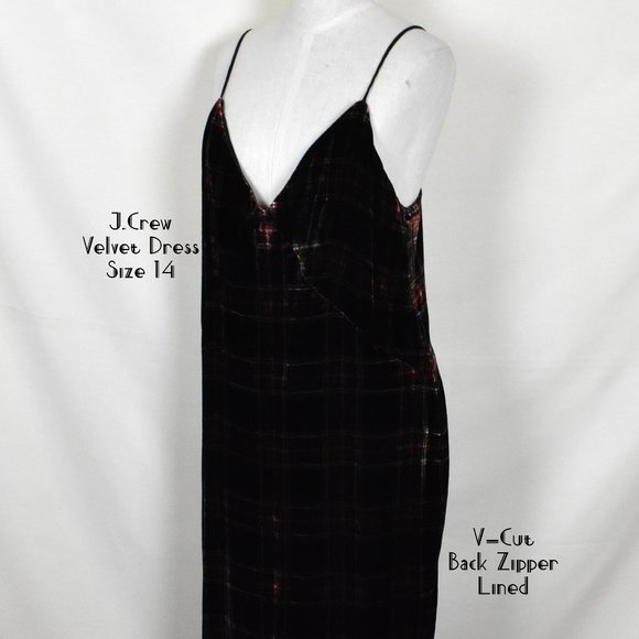 J.CREW Dress 14 Velvet Spaghetti Straps Back Zipper Lined - Picture 1 of 5